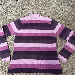 Worthington Striped Purple and Pink Medium Sweater